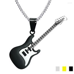 Pendant Necklaces 2022 Fashion Rock Men Jewelry Guitar & Pendants Free Chain 60cm High Polished Stainless Steel Music Necklace