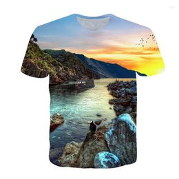 Men's T Shirts T-Shirt Summer 2022 Seaside Landscape Graphic Shirt Fashion Casual Top Beach Style 3D Printing Harajuku T-Shirts