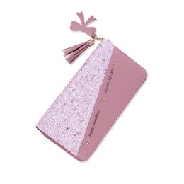 Wallets HBP Fashion Womens Pu Leather Long Wallets Sequins Patchwork Glitter Wallet Coin Purse Female Wallets Girls Gifts Wholesale