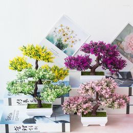 Decorative Flowers Artificial Plants Fake Bonsai With Pots Mini Desktop Office Decoration Garden Home Decor
