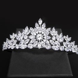 Luxury Crystal Flower Wedding Tiara and Crowns for Women Bridal Prom Party Hair Jewelry Bride Hair Accessories Birthday Gift Cake Topper