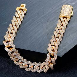 Link Bracelets 12mm Men's Women Miami Square Lock Diamond Claw Set Hip Hop Jewellery Cuban Bracelet