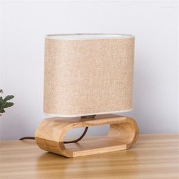 Table Lamps Modern Wood Lamp Fashion Cloth Lampshade Lights For Living Room Bedroom Wooden Bedside Desk Luminaire