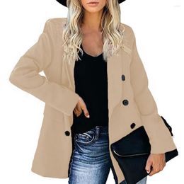 Women's Suits Long Sleeve Blazer Buttons Polyester Trendy Classic Lady Coat For Work