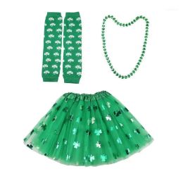 green petticoats UK - Adult St Patricks Day Clothes Green Glove Necklace Petticoats 3 Layers Tulle Girls Tutu Skirt Holiday Party Costume CPA4457