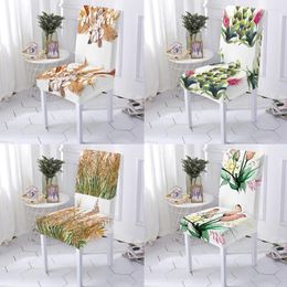 Chair Covers Beautiful Flower Cover Dining Chairs Office Stretch Polyester / Cotton Wedding Banquet Home