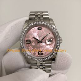 4 Style Women's With Box Watch Midsize Ladies Men's 36mm Pink Dial Steel Diamond Bezel Bracelet Automatic Mechanical Lady Women Watches Wristwatches