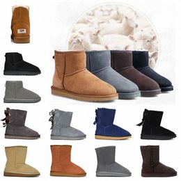 21 models Australia Australian Classic Warm Boots Womens Mini Half Snow Boot USA GS 585401 bailey bow Winter Full fur Fluffy furry Satin Ankle Bootss D9CZ# uggitys