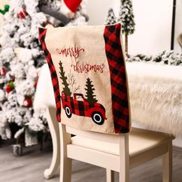 Chair Covers Christmas Burlap Farm Tractor Letter Printed Home Party Year Decoration 2022