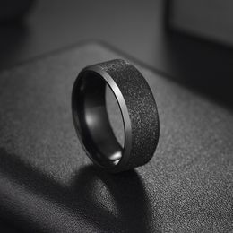 Simple Stainles Steel Frosted Finger Rings For Men Woman High Quality Black Polished Wedding Engagement Ring Jewelry Gifts