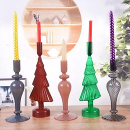 Candle Holders Decoration Wedding Nordic Green Glass Candlestick Home Decor Vase Christmas Gift Candles