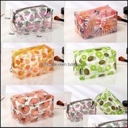 Storage Bags Pvc Waterproof Cosmetic Bags Transparent Cartoon Leaf Pattern Makeup Toiletry Pouch Women Storage Package High Capacity Dhuqr