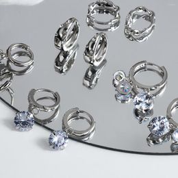 Hoop Earrings AENSOA 2022 Trend Silver Color For Women Girl Luxury Simple Huggie Earring Minimalist Jewelry