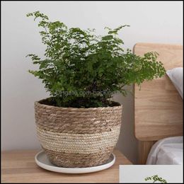 Planters Pots 3Pcs Handwoven Flower Pot Er Durable Natural Flowerpot Planter Hanging Basket Y0314 1489 T2 Drop Delivery Home Garde Dhyfr