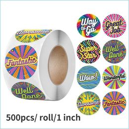 Other Arts And Crafts Other Arts And Crafts 500Pcs/ 1 Inch Reward Encouragement Stickers For Teachers Cartoon Round Motivational Inc Dhpmq