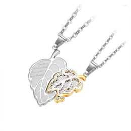 Pendant Necklaces 2 Pieces Leaf BFFainium Steel Heart Pendants For Men Women Lovers Couples Jewellery