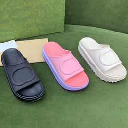 Italy Lux sandal 2022 New style Slippers Sandal Sliders Macaron thick non-slip soft bottom fashion G house slipper women wear beach flip-flops INS