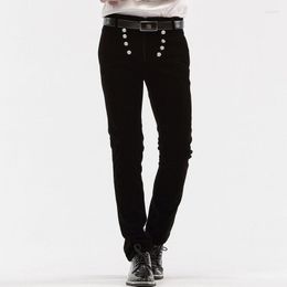 Men's Pants Fashion Male Men's Casual Slim 2022 Spring Autumn Black Rivet Wedding 14850 Trousers Personality