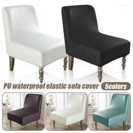Chair Covers Universal Armless Cover PU Faux Leather Single Sofa Elastic Lounge Slipcover Solid Color Protector