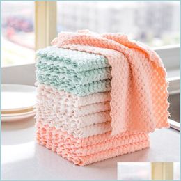 Cleaning Cloths Super Absorbent Microfiber Kitchen Cleaning Cloths Highefficiency Household Tableware Towel Drop Delivery Home Garde Dh9Bx