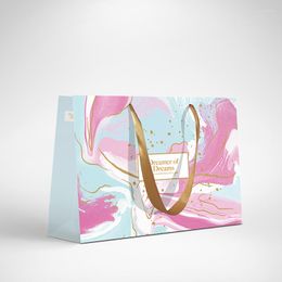Gift Wrap Creative Shopping Bags Clothing Literary Fresh Handbag Paper Festival Bag With Handle 10PCS