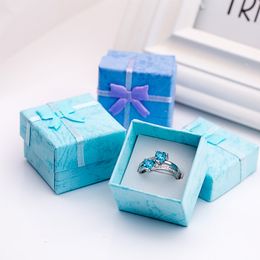 Paper Ring Boxes With Bow Design For Earrings Jewelry Case for Valentine's Day Small Earring Gift Box 4x4x3cm