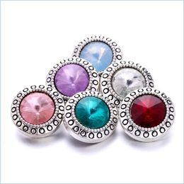 Charms Vintage Sier Colour Snap Button Round Charms Women Jewellery Findings Rhinestone 18Mm Metal Snaps Buttons Diy Bracelet Jewellery Dhrqg