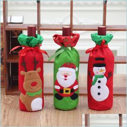 Christmas Decorations Christmas Santa Claus Wine Bottle Er Decorations For Home 2021 Ornament New Year 2022 Xmas Navidad Gifts Drop Dhwhv