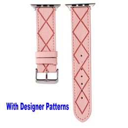 Fashion Colour Watch Bands Straps For Apple Strap 42mm 38mm 40mm 44mm 41mm 45mm iWatch 8 7 Luxury C Designer Leather Golden Rivets Link Chain Bracelet Flower Watchbands