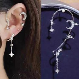 Backs Earrings 1 Pc Sweet Inlay Zircon Moon Star Ear Bones Clip Women's Cuff For Lady Jewelry No Piercing