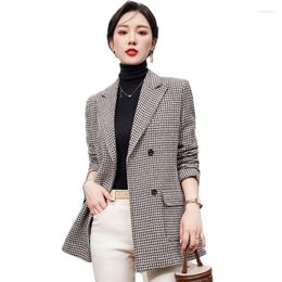 Women's Suits Thousand Bird Checker Woolen Suit Coat Women's Autumn 2022 This Year's Temperament Thick And Wi