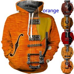 Men's Hoodies Est Funny Guitar Art 3D Print Unisex Hooded Sweatshirts Fashion Hip Hop Street Wear