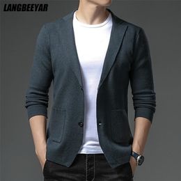 Men's Suits Blazers Top Quality Designer Brand Casual Fashion Plain Slim Fit Night Mens Knitted Blazer Suite Jacket Elegant Clothing 221111