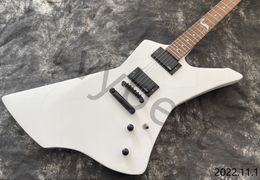 Lvybest Electric Guitar Solid White Color Rosewood Fingerboard With Snake White Pearl Inlay Active Pickups Can Be Customized
