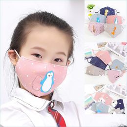 Designer Masks Children Cotton Face Masks Kids Cartoon Dustproof Mask Anti Dust Cute Child Dhs Drop Delivery Home Garden Housekee Or Dh7Ex