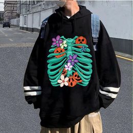 Men's Hoodies Halloween SKULL Skeleton Print Harajuku Y2k Oversized Sweatshirts Hip Hop Streetwear Grunge Goth Women Men Hooded Tops