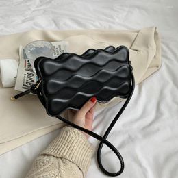 Evening Bags Luxury Wave Surface Pearl Style Handle Women Handbag Black White Leather Elegant Messenger Shoulder Female Ladies Bolsa