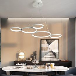 Pendant Lamps White/Black Minimalism Modern LED Lights For Dining Kitchen Room Living Hanging Suspension Lamp