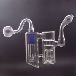 Unique Double Circulation Glass Oil Burner Bong Recycler Honeycomb and Inline Perc Dab Oil Rigs with 18mm Male Glass Oil Burner Pipe Dhl Free