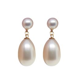 Stud Lii Ji Simple Tear Drop Freshwater Pearl Trendy Stud Earrings 925 Sterling Silver Genuine Pearl Jewelry Mom Lover Gift 221111