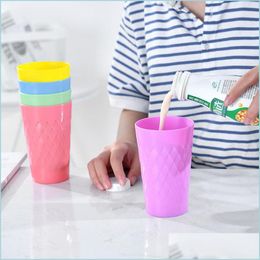 Mugs Plastic Rhombus Pattern Brush Cup Solid Colour Brushing Teeth Gargle Water Household Bathroom Mouth Drop Delivery Home Garden Ki Dhuxf