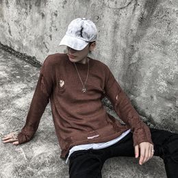 Men's Sweaters Wash Hole Torn String Men Women Street Hip Hop Jumper Fashion Oversized All-game Winter Clothes