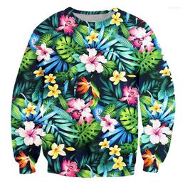 Men's Hoodies Flower Leaf Sunflower Rose 3d Print Long Sleeve Sweatshirt Men Women Crewneck Pullover Harajuku Style Unisex Tracksuit