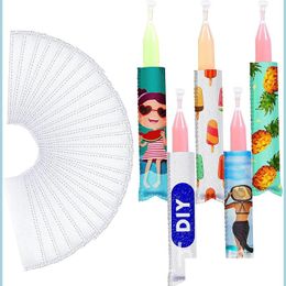 Ice Cream Tools Sublimation Blank Neoprene Ice Lolly Sleeves Diy Heat Transfer Printing Reusable Pop Cream Sleeve Tools Antizing Pop Dhgqa