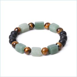 Beaded 8Mm Lava Stone Reiki Seven Chakra Natural Strand Bracelet Diy Aromatherapy Essential Oil Diffuser Bracelets For Women Men Yog Dhakf