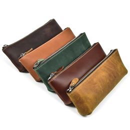 High End Leather Pen Bag Handmade Pencil Bags for Boys Men Adult Stationery 1223572