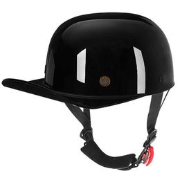 Cycling Helmets Simple Glossy Black Summer Half Motorcycle Helmet Baseball Cap Retro Helmets Helmet Scooter Motocross Casual Accessories T221107