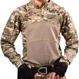 Men's Polos Outdoor Hunting Shirt Military Clothing Camouflage Uniform Combat Tactical Frog Suit Hiking Sniper Jersey