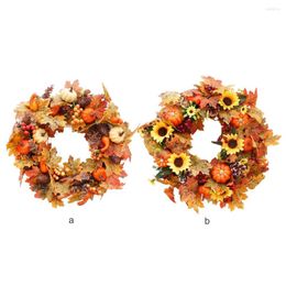 Decorative Flowers Halloween Thanksgiving Wall Wreath Decoration Garland Flower Ornament Festival Props For Home Outdoor Yard Type A