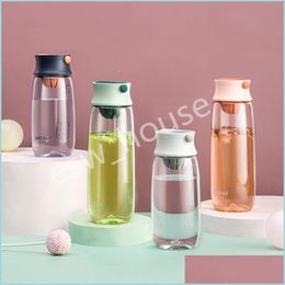 Water Bottles 460Ml 600Ml Plastic Water Bottle With Infuser Portable Leakproof Outdoor Cam Sports Drinkware Bottles Drop Delivery Ho Dhgid